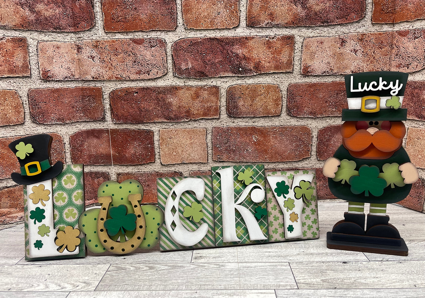 Lucky - St. Patricks Day word kit - wood pieces, unpainted wood cutouts, ready for you to paint, scrapbook paper is not included