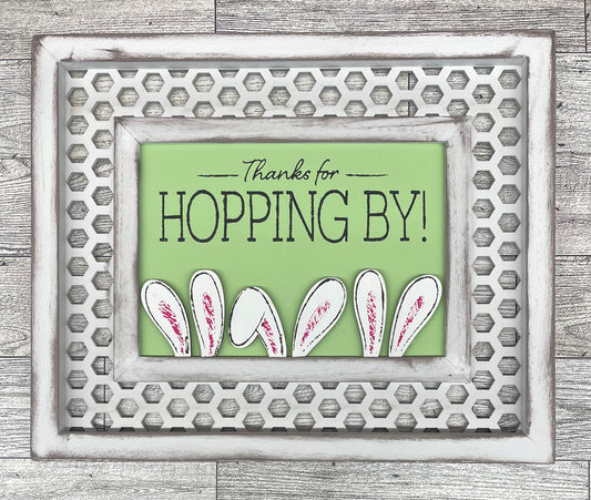 Thanks for Hopping By unpainted wood cutouts - ready for you to paint