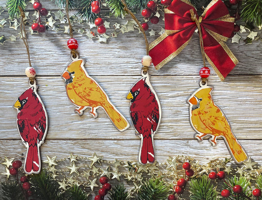 4 Cardinal ornaments unpainted wooden cutouts - ready for you to paint