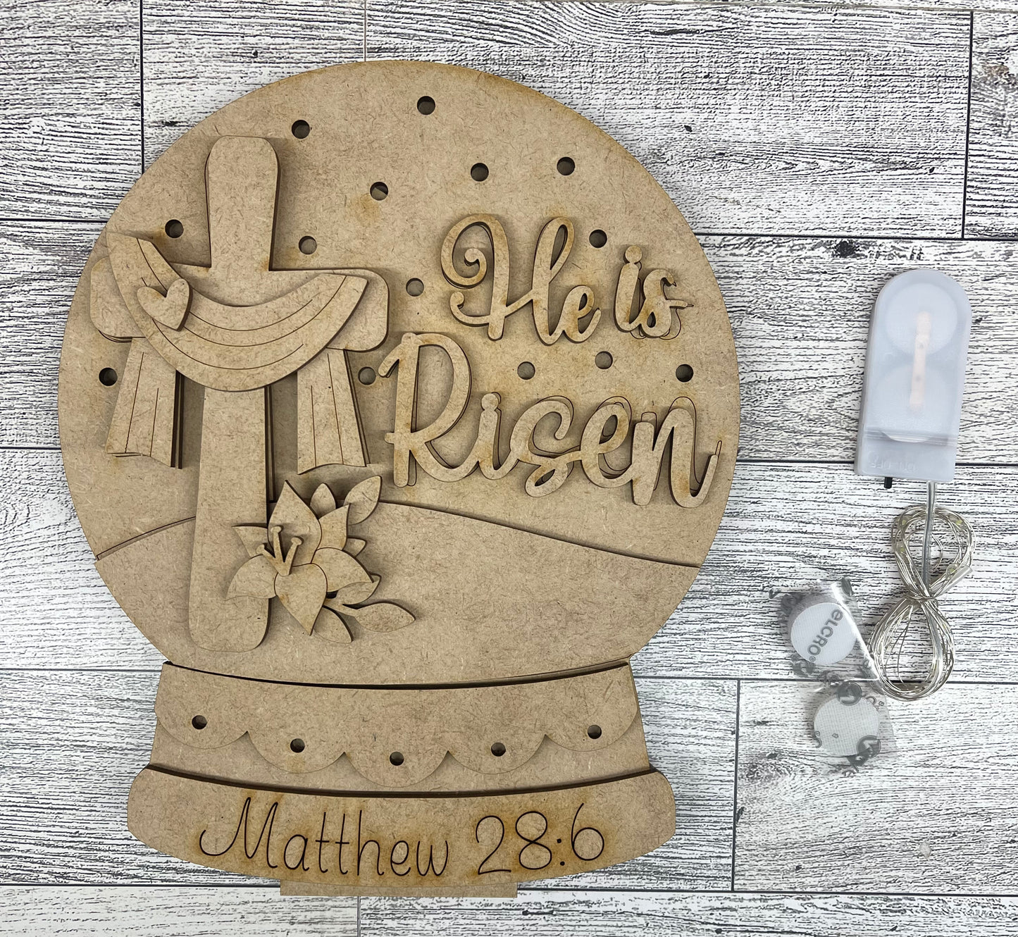 He is Risen Lighted Globe $10.00 Tuesday - Large St. Patricks Day Gnome Lighted Globe Stander - unpainted cutouts ready for you to finish