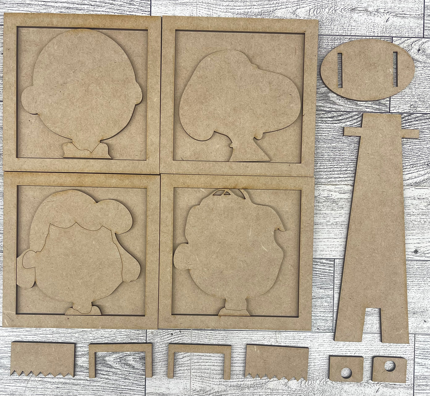 Peanuts Portrait Signs - March 2026 Club Couture Transfer - Cutout unpainted wood ready for you to paint