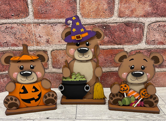 Halloween Bears Stander Trio - unpainted cutouts, ready to paint