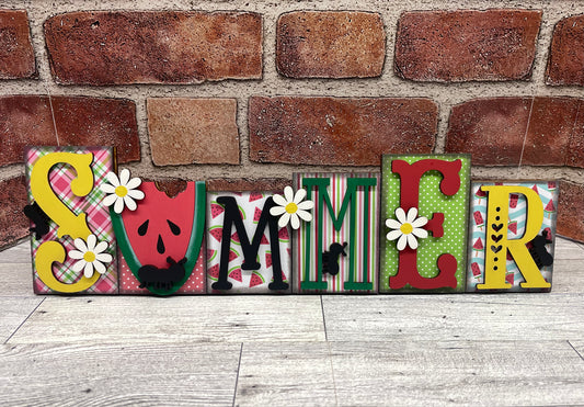 Summer Watermelon Word stander wood cutouts ready for you to paint