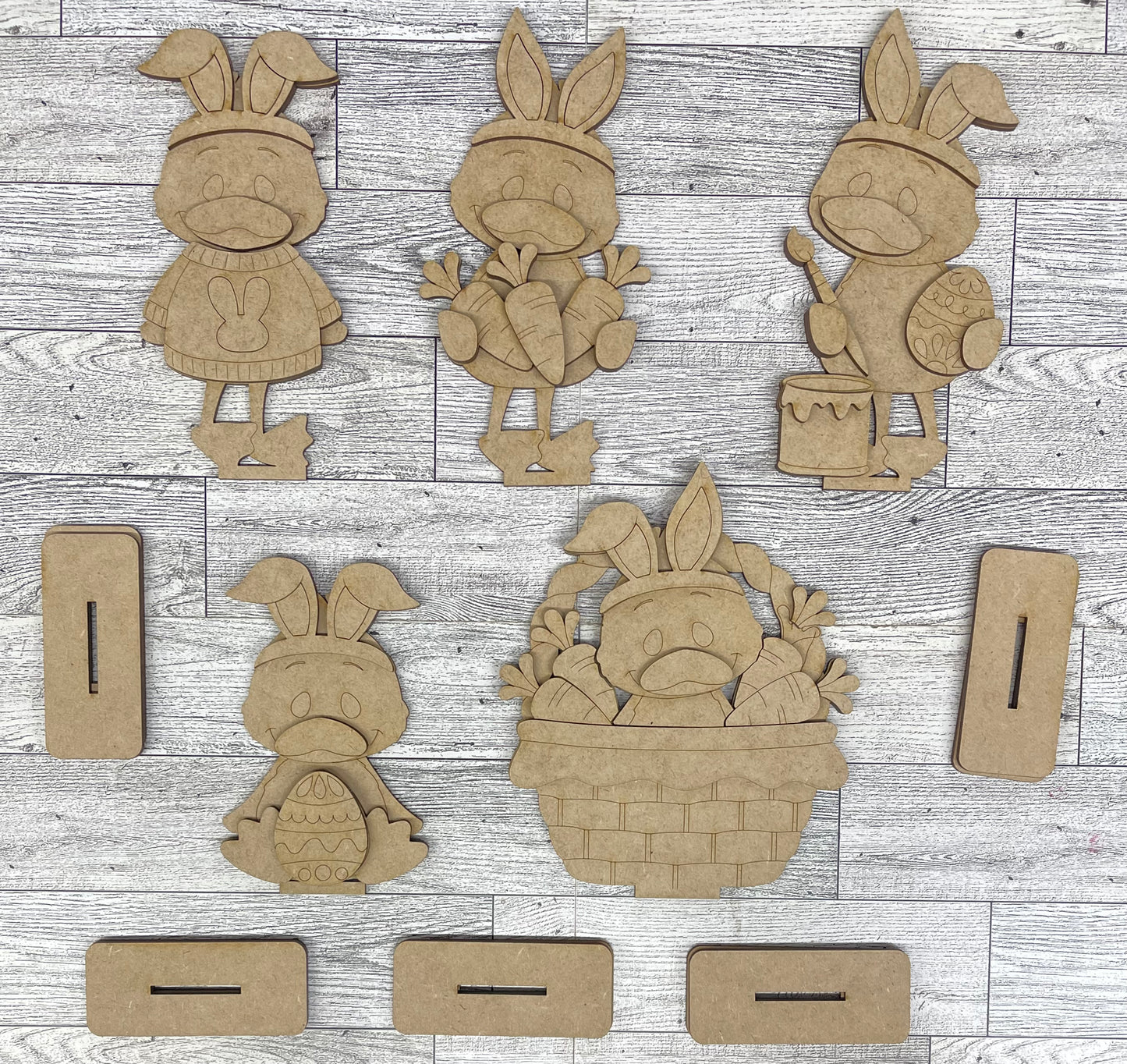 Easter Chicks Standers 2026 - unpainted wood cutouts, ready for you to paint