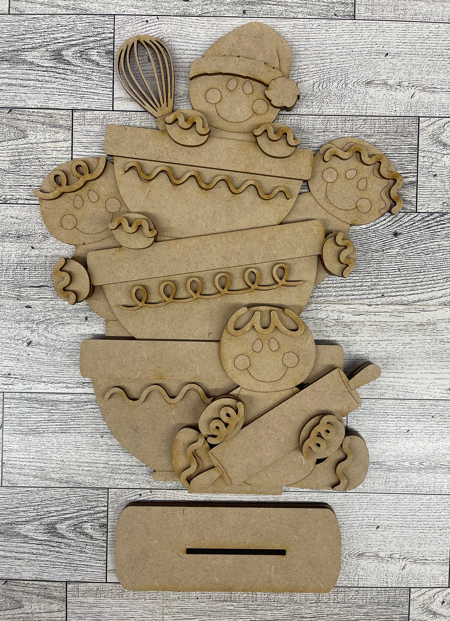 Gingerbread Men and Mixing Bowls Stander - unpainted cutouts, ready for you to paint