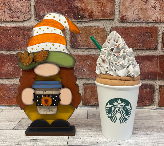 Pumpkin Spice Everything Gnome with cutout,unpainted wooden cutout - ready for you to paint