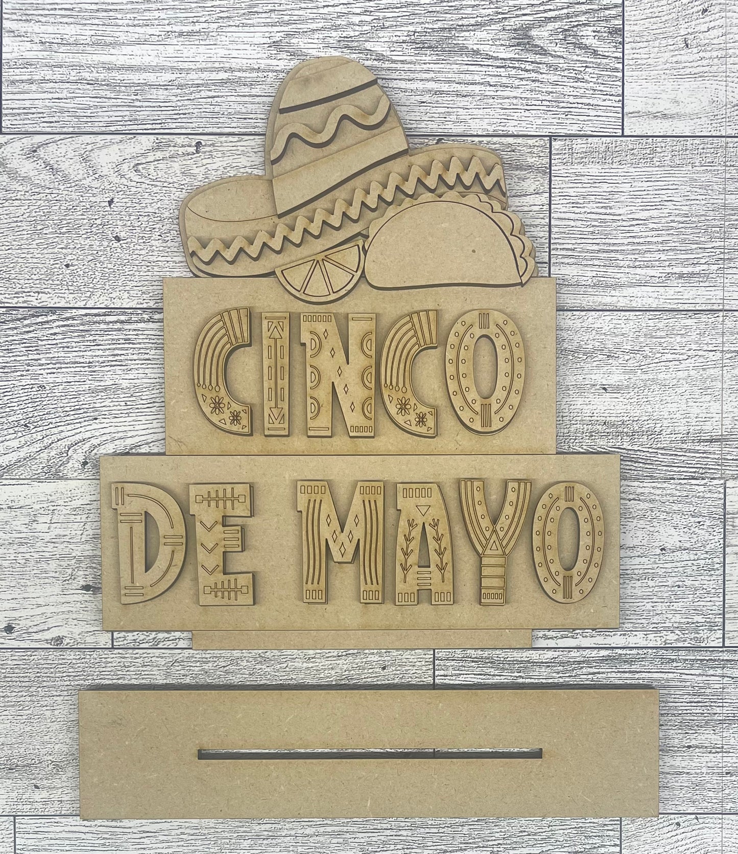 Cinco De Mayo word kit - wood pieces, unpainted wood cutouts, ready for you to paint, scrapbook paper is not included
