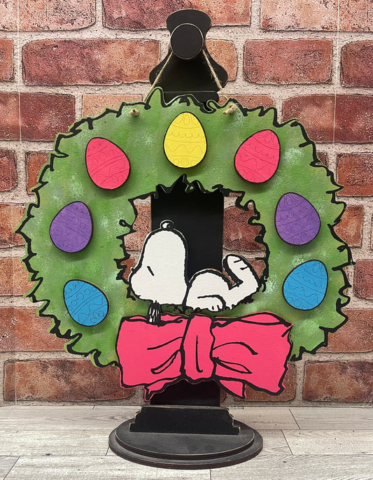 Easter Snoopy Wreath - Peanuts Gang Cutout unpainted wood ready for you to paint
