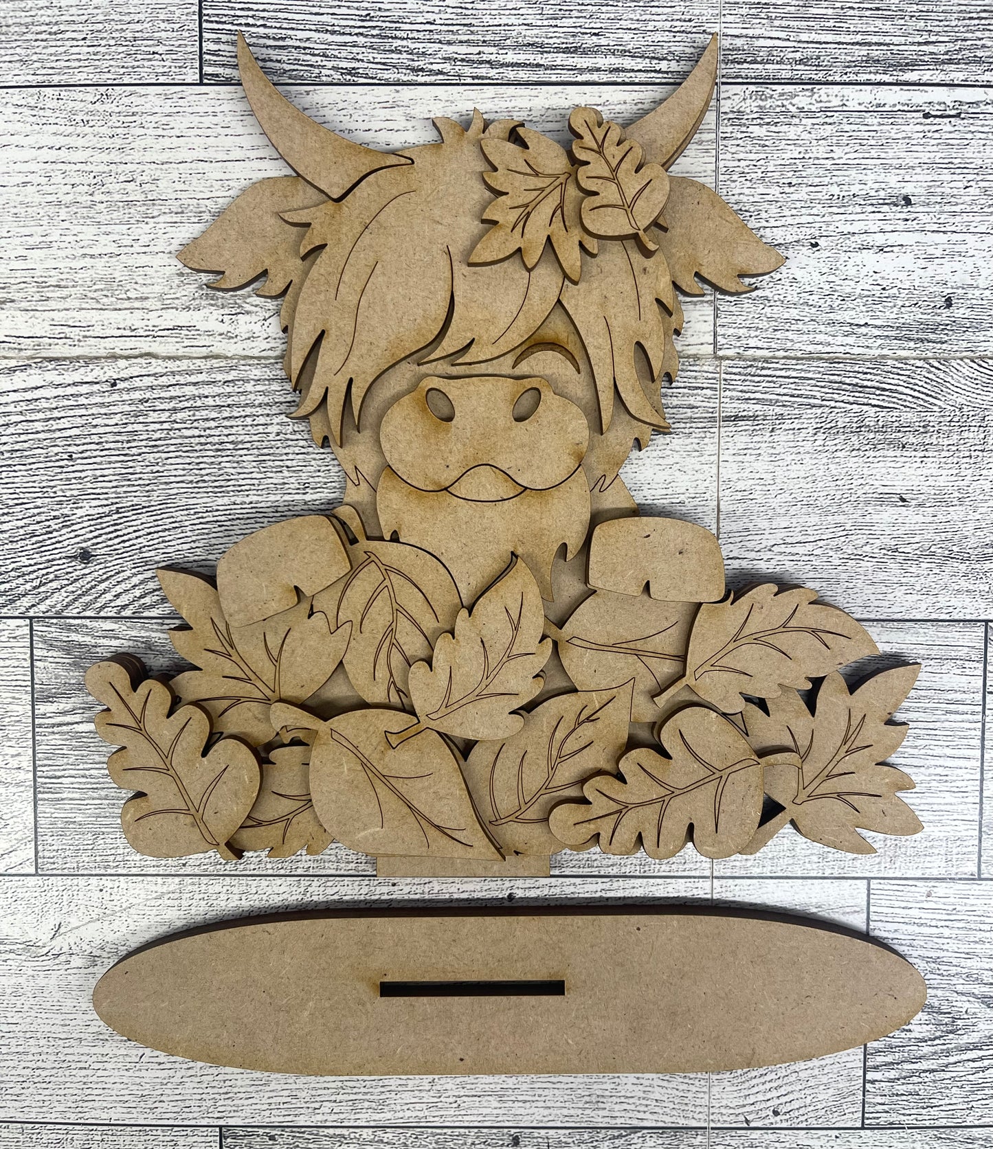 $5.00 Friday - Fall Highland Cow Sitter - unpainted cutouts ready for you to finish