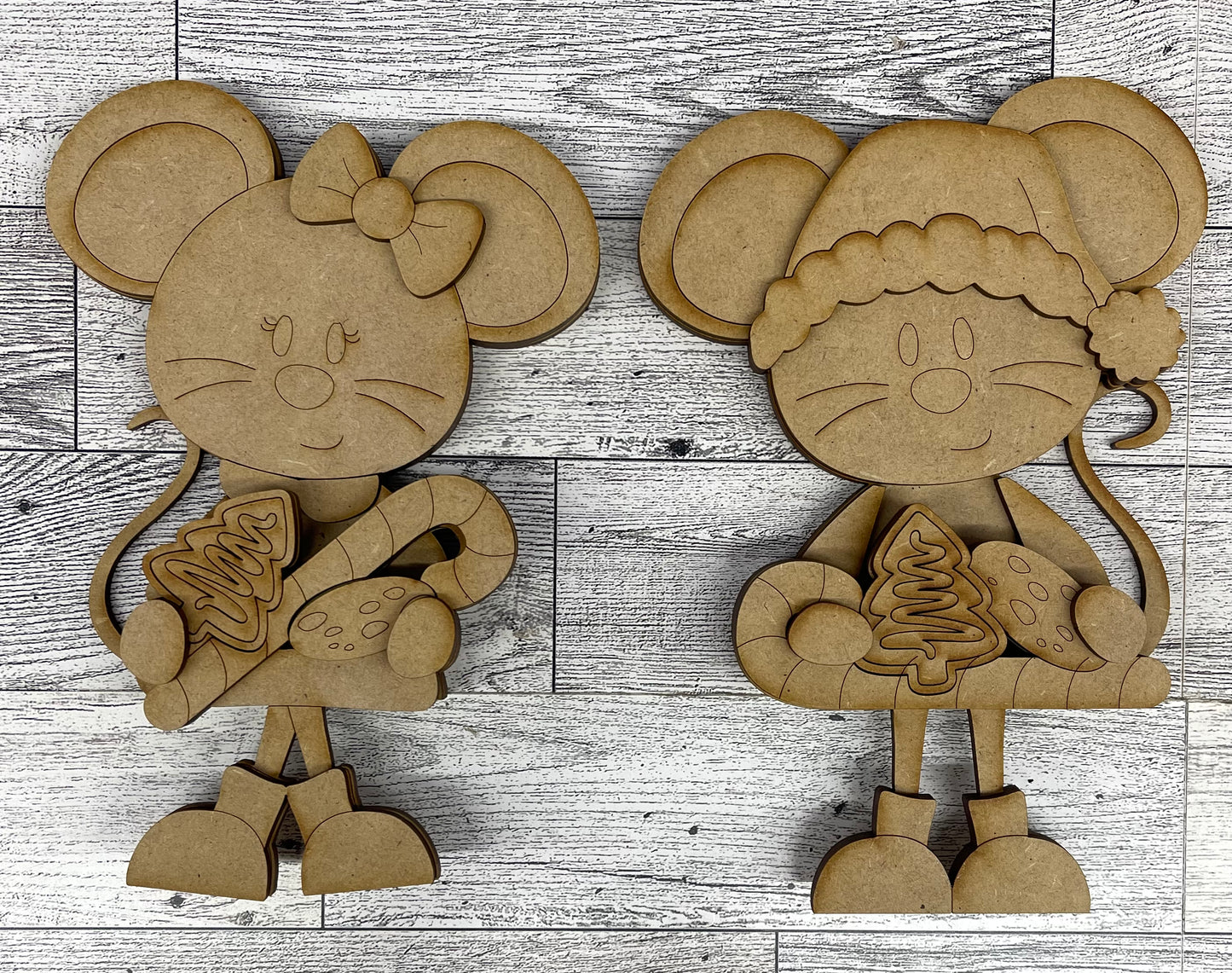$5.00 Friday - Christmas Mouse Sitter boy or girl - unpainted cutouts ready for you to finish