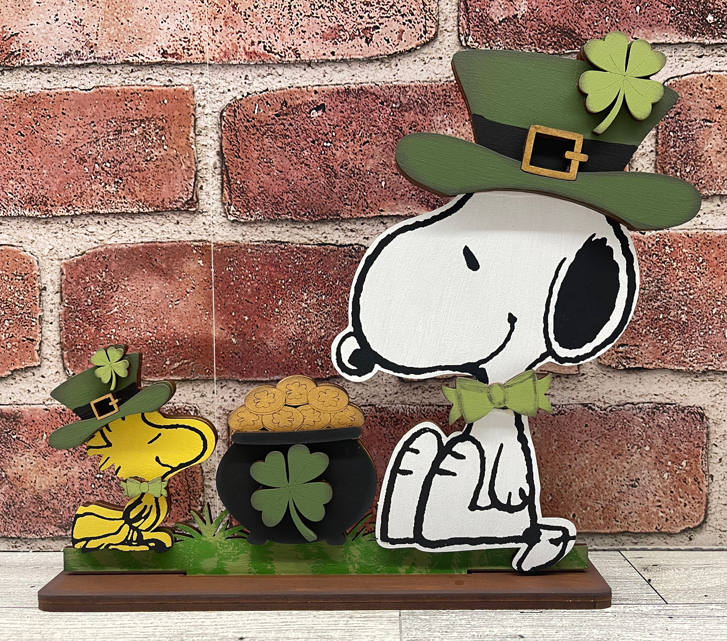 Peanuts Snoopy & Woodstock St. Patricks Day Standers - Cutout unpainted wood ready for you to paint