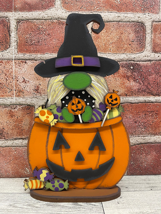 Gnome Halloween Witch Stander  - unpainted cutouts, ready to paint