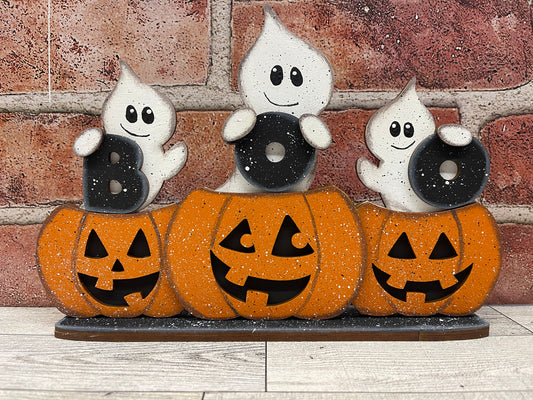 BOO Ghosts on Pumpkins - unpainted cutouts, ready to paint