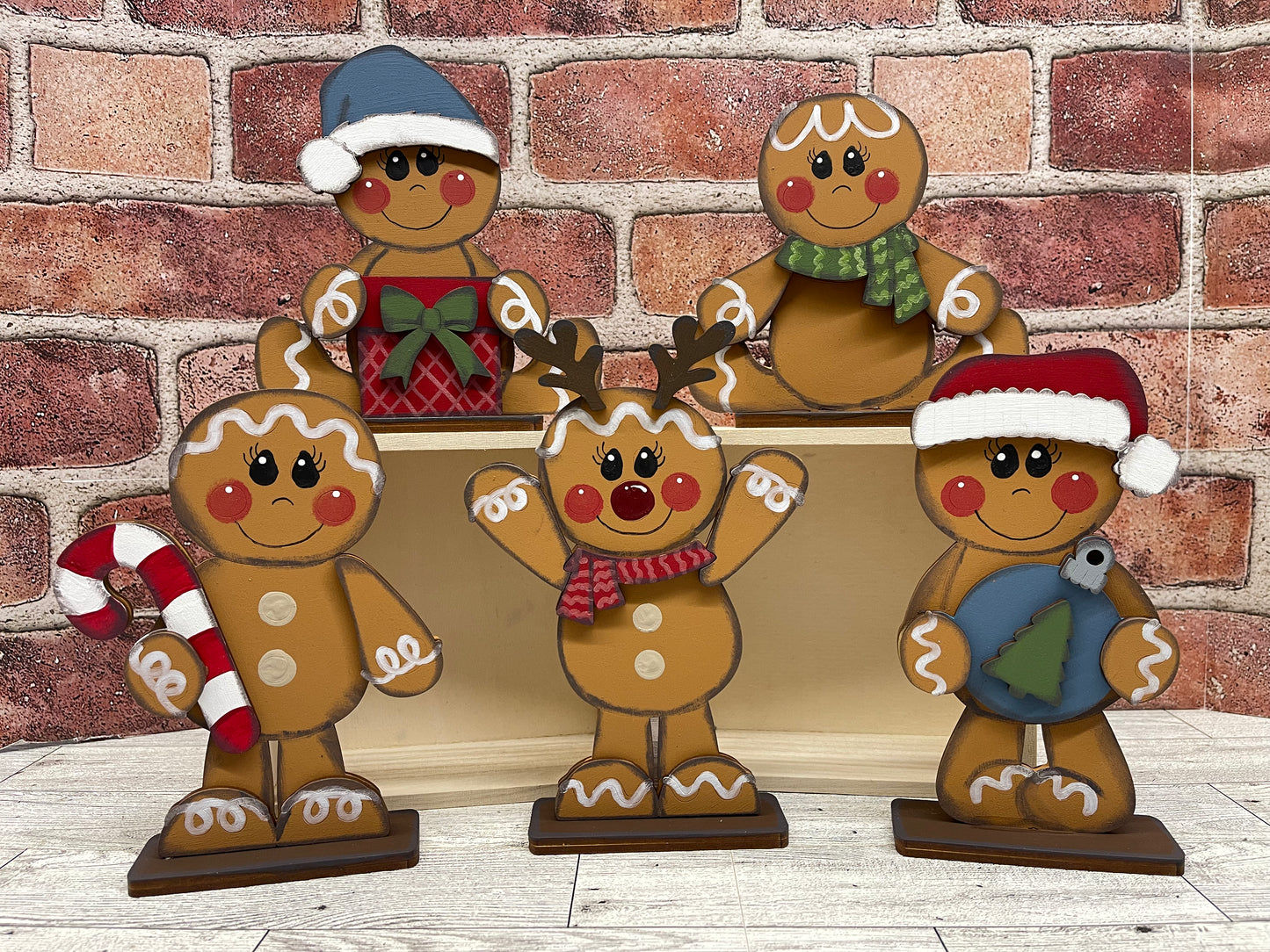 Gingerbread Christmas Standers set of 5 - unpainted cutouts, ready for you to paint