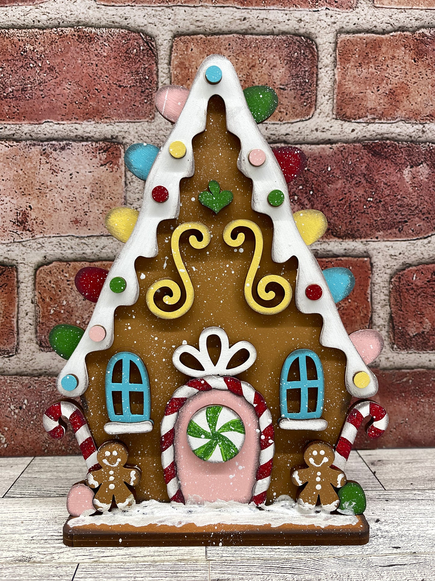 Gingerbread House with Gumdrops Stander - unpainted cutouts, ready for you to paint