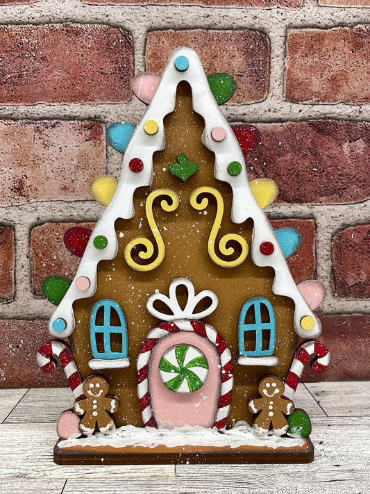 Gingerbread House with Gumdrops Stander - unpainted cutouts, ready for you to paint