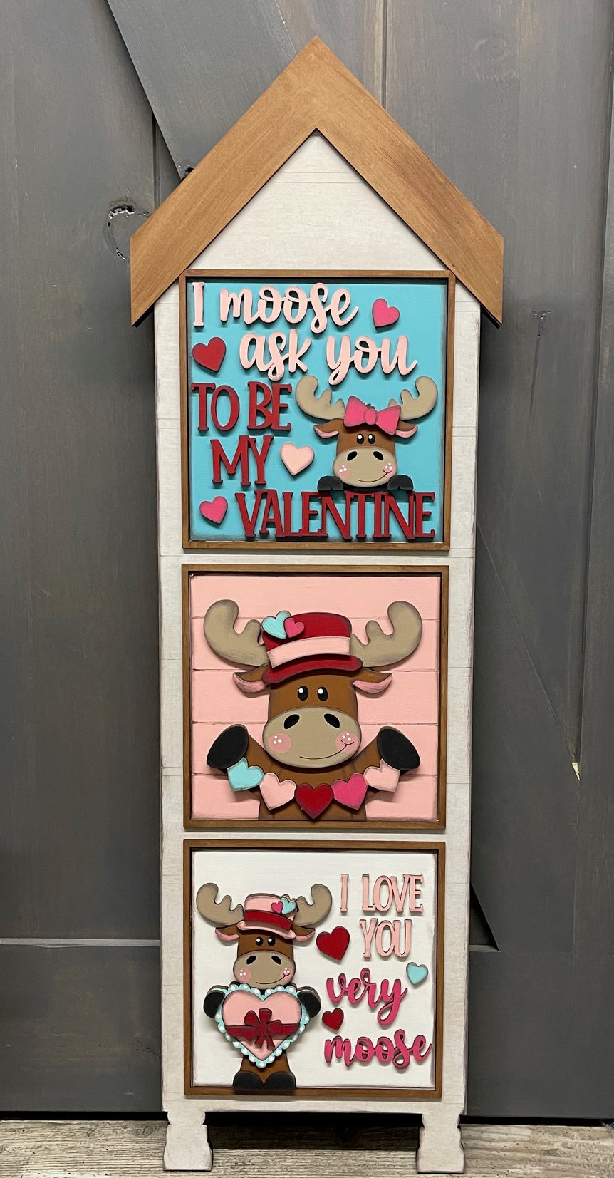 January 2025 Valentine Blocks only - House Leaning Ladder Blocks only - unpainted cutouts -doesn't include the House Leaning Ladder