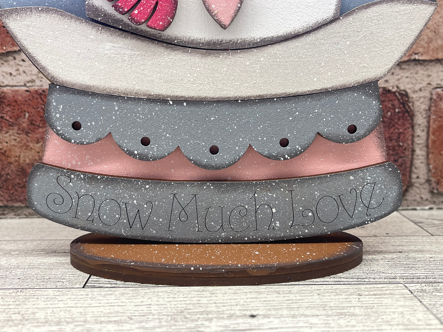 Valentine's Snowman Globe Stander with Lights - unpainted cutouts, ready for you to paint