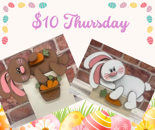 $10.00 Thursday - Floppy Easter Bunny Shelf Sitter Pair - unpainted cutouts ready for you to finish