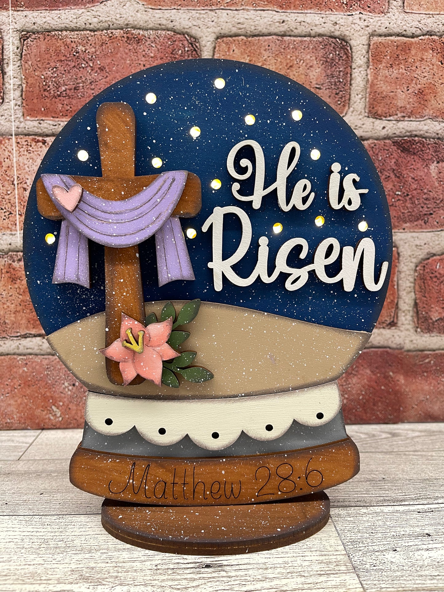He is Risen Lighted Globe $10.00 Tuesday - Large St. Patricks Day Gnome Lighted Globe Stander - unpainted cutouts ready for you to finish