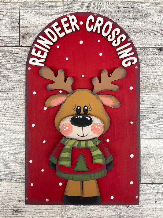 Reindeer 2026 Arch Insert - unpainted wooden cutouts, ready for you to paint