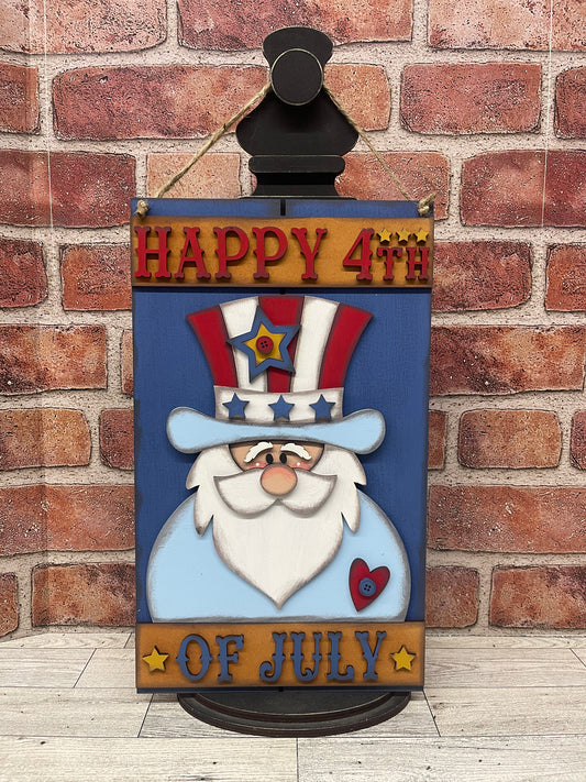 Happy 4th of July Uncle Sam Sign Cutouts, unpainted wooden cutouts - ready for you to paint