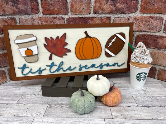 Tis the Season Fall Sign Kit, DIY Kit - unpainted wood cutouts