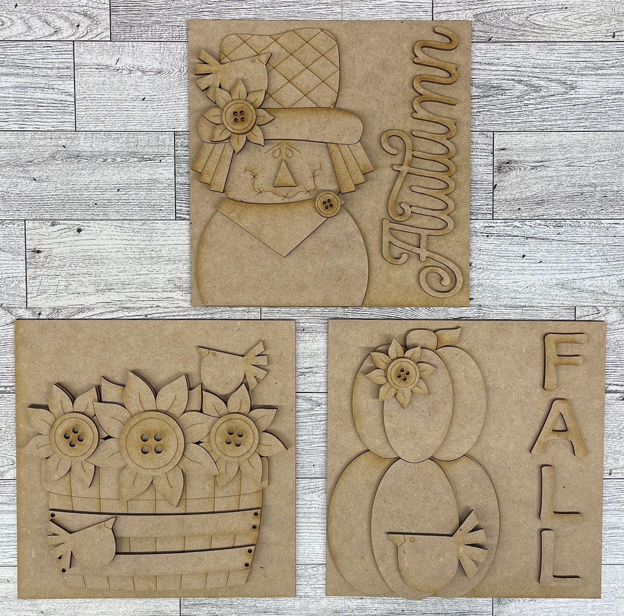 Both August 2025 Insert and blocks only - August Craft Kit - Hello Door Sign Insert and House Ladder Blocks Only unpainted cutouts, Bonus Sunflower Gnome Kit- doesn't include the door sign backer and house leaning ladder