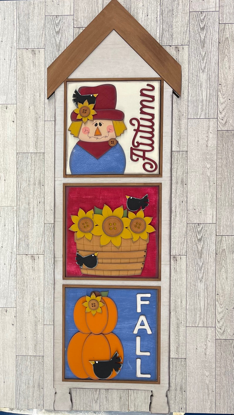 Both August 2025 Insert and blocks only - August Craft Kit - Hello Door Sign Insert and House Ladder Blocks Only unpainted cutouts, Bonus Sunflower Gnome Kit- doesn't include the door sign backer and house leaning ladder