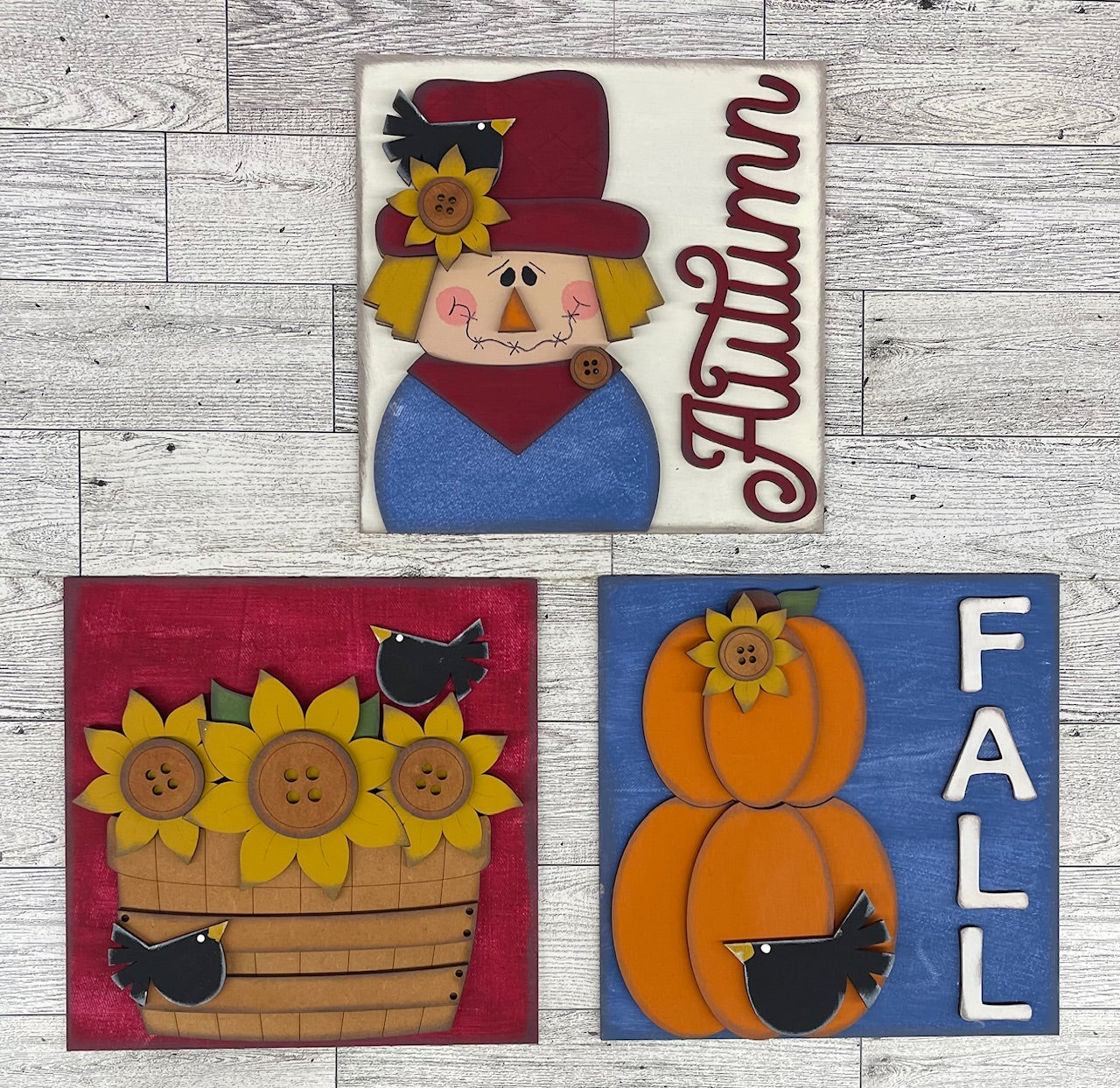 Both August 2025 Insert and blocks only - August Craft Kit - Hello Door Sign Insert and House Ladder Blocks Only unpainted cutouts, Bonus Sunflower Gnome Kit- doesn't include the door sign backer and house leaning ladder