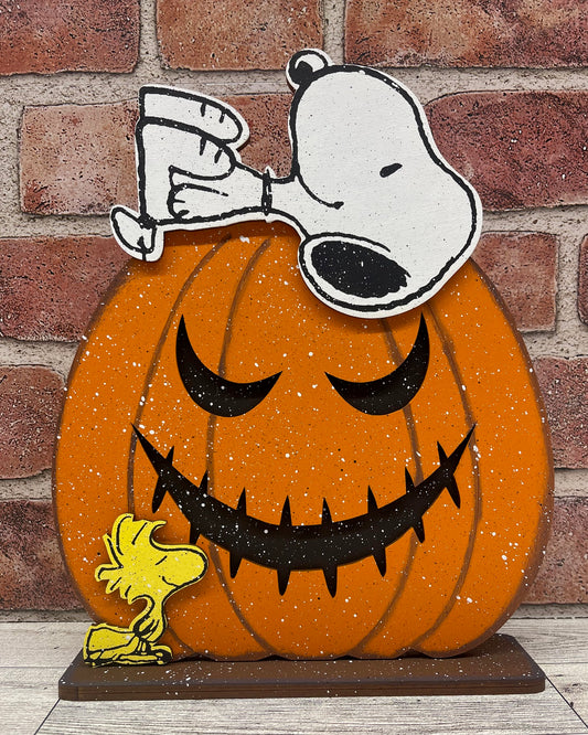 Snoopy & Woodstock with Pumpkins Sign or Stander - unpainted cutouts, ready to paint