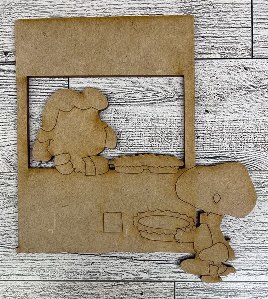 Lucy Thanksgiving Pies - Peanuts Gang Cutout unpainted wood ready for you to paint