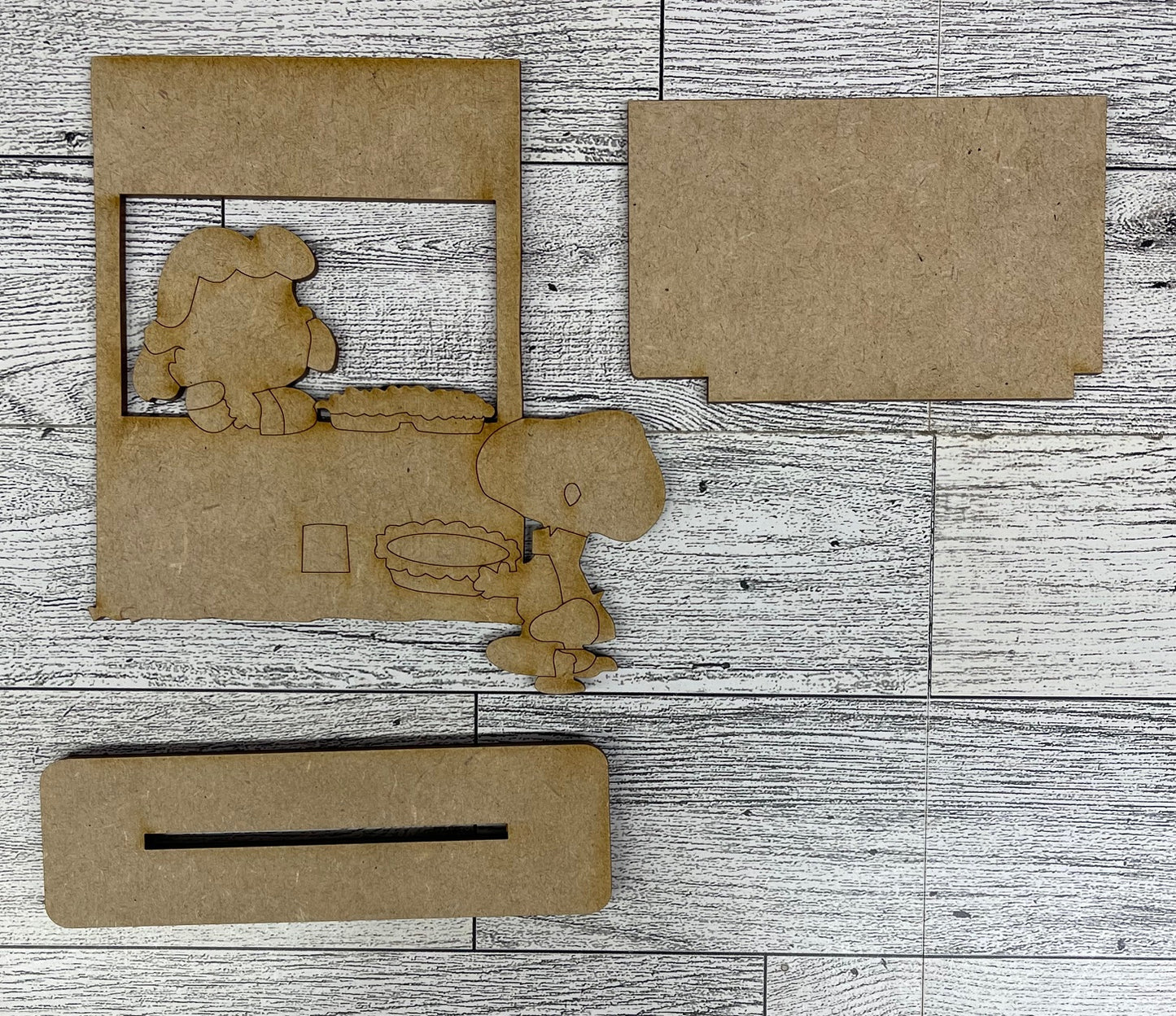Lucy Thanksgiving Pies - Peanuts Gang Cutout unpainted wood ready for you to paint