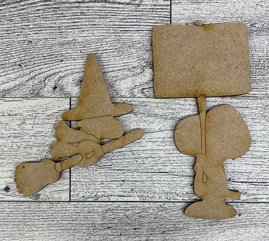 Boo Snoopy & Woodstock - Peanuts Gang Cutout unpainted wood ready for you to paint