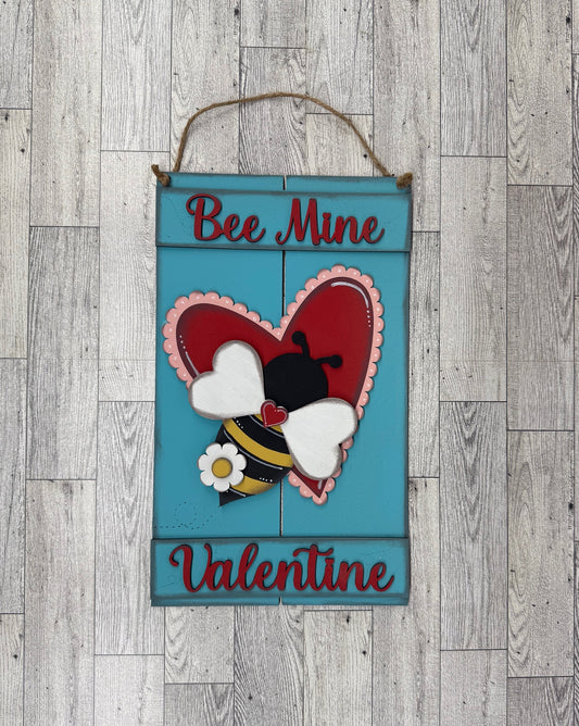 Painted Bee Mine Valentine Door Sign