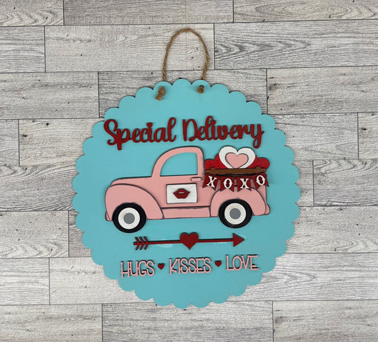 Painted Valentines Special Delivery Door Sign