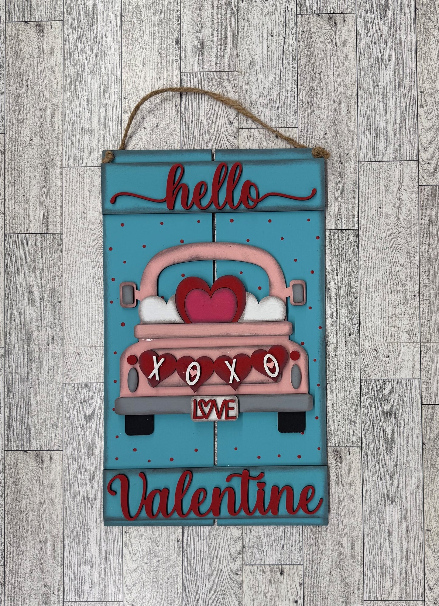 Painted Hello Valentine Door Sign