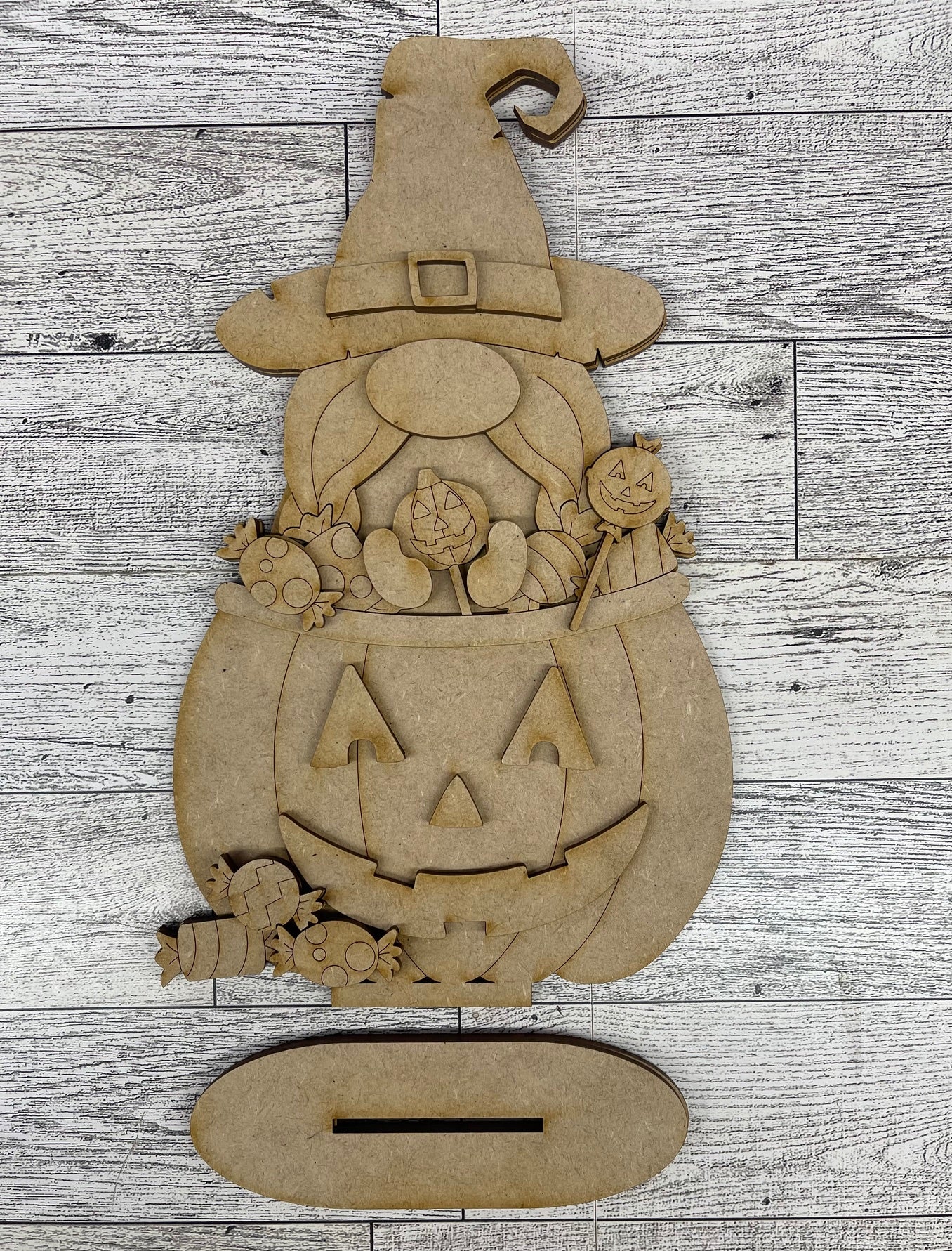 Gnome Halloween Witch Stander  - unpainted cutouts, ready to paint
