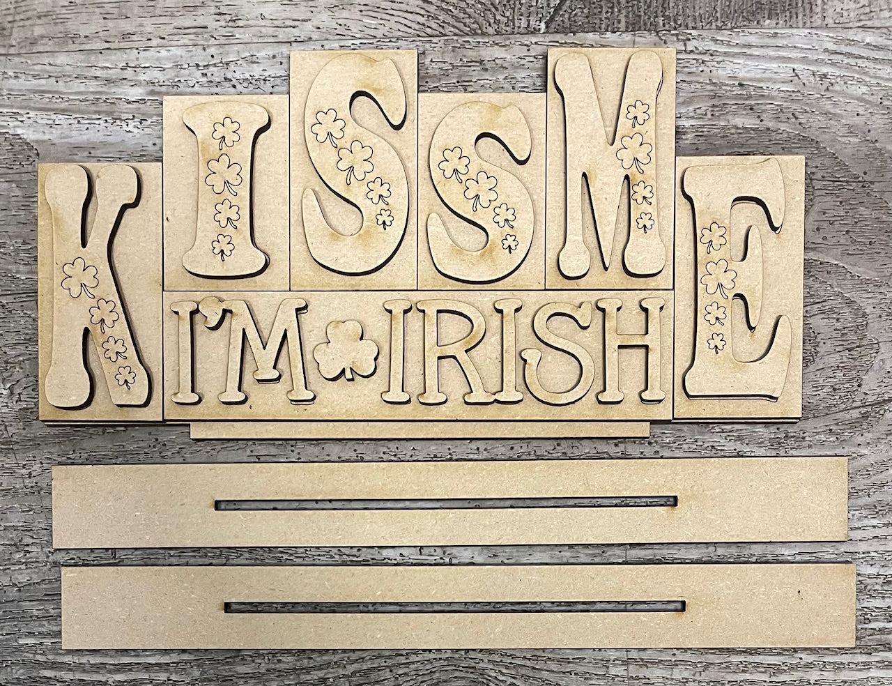 St. Patrick's Day word standers- wood pieces, unpainted wood cutouts, ready for you to paint