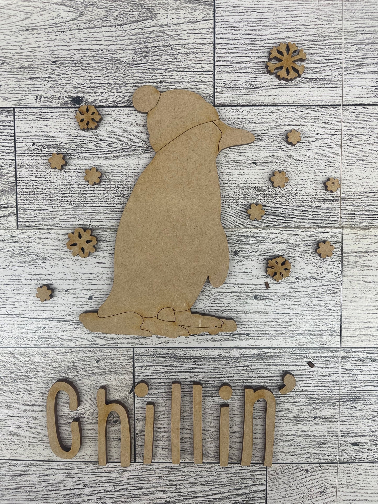 Chillin' Penguin cutouts - unpainted wooden cutouts, ready for you to paint