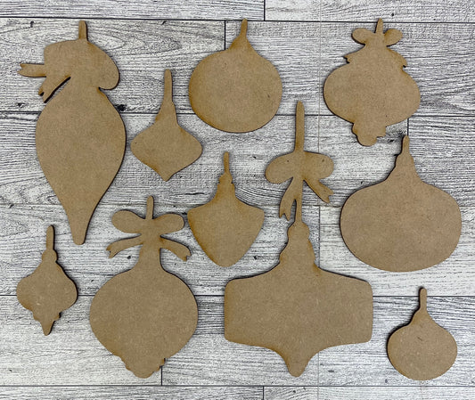 Whimsical Ornaments cutouts - unpainted wooden cutouts, ready for you to paint