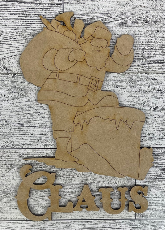 Claus Chimney Service Co. cutouts - unpainted wooden cutouts, ready for you to paint