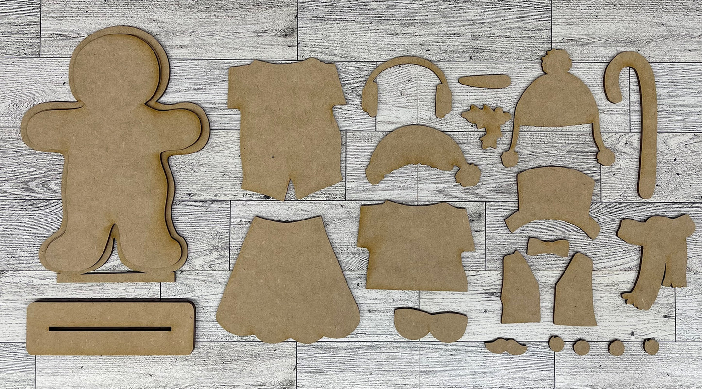 Festive Friends  - Gingerbread or Snowman cutouts - unpainted wooden cutouts, ready for you to paint