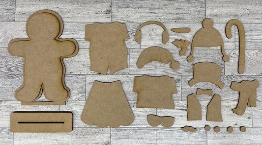 Festive Friends  - Gingerbread or Snowman cutouts - unpainted wooden cutouts, ready for you to paint
