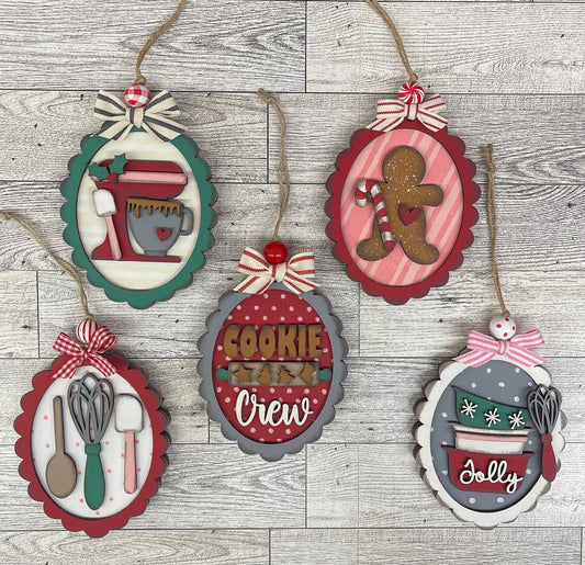 Cooking Christmas Ornaments Set of 5 unpainted cutouts - ready to paint