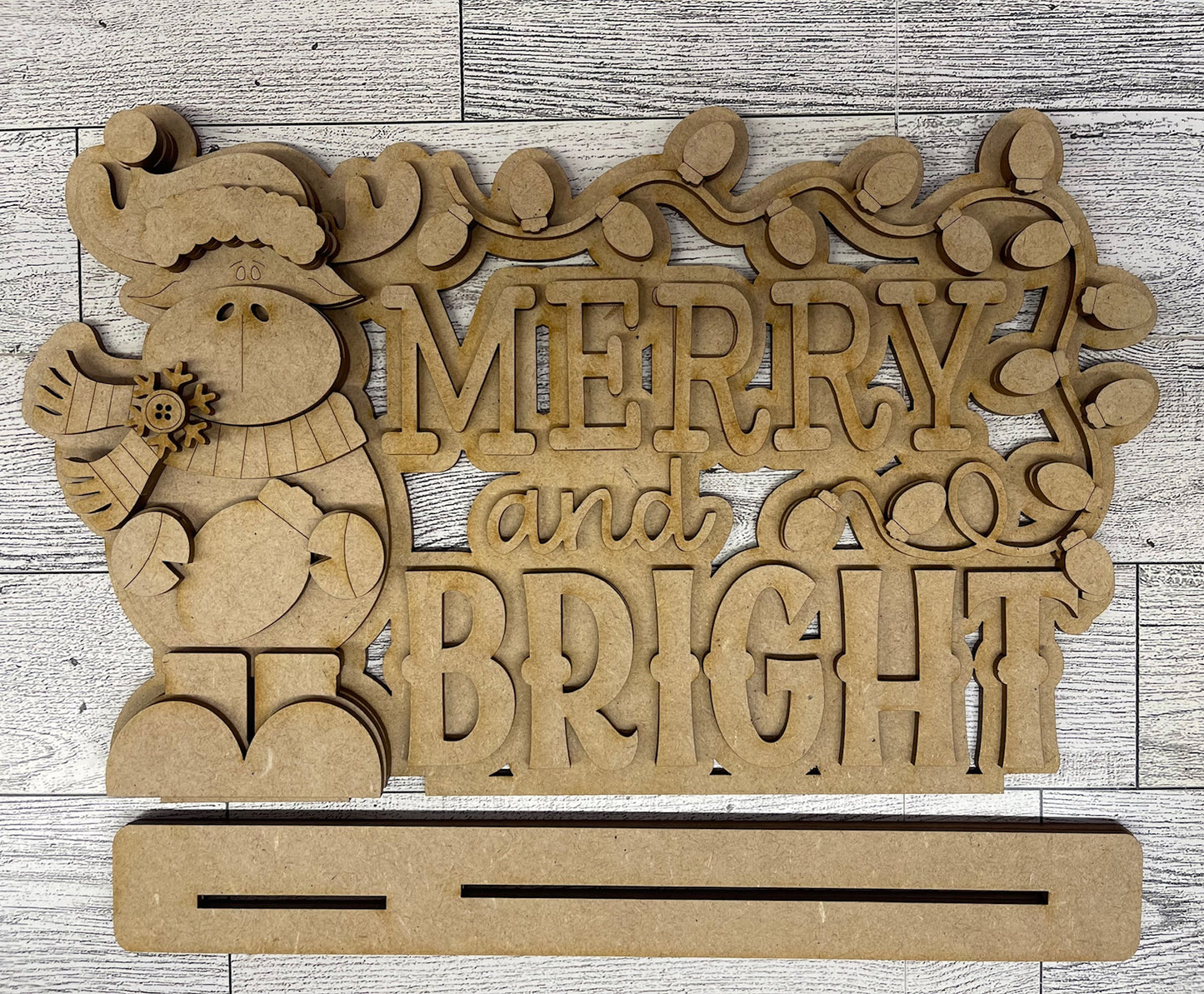 October - Add On Moose Merry and Bright Word Stander - unpainted wood cutouts, ready for you to paint