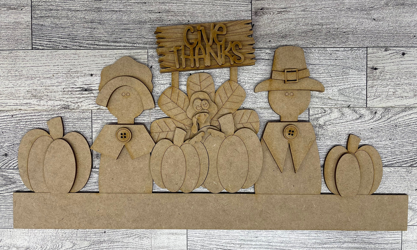 Both October 2025 Insert and blocks only - October Craft Kit - Hello Door Sign Insert and Turkey Kit- doesn't include the door sign House Ladder Blocks Only unpainted cutouts, Sign backer and house leaning ladder