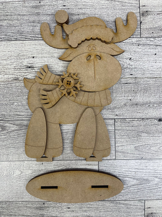 October - Add On Moose Stander - unpainted wood cutouts, ready for you to paint