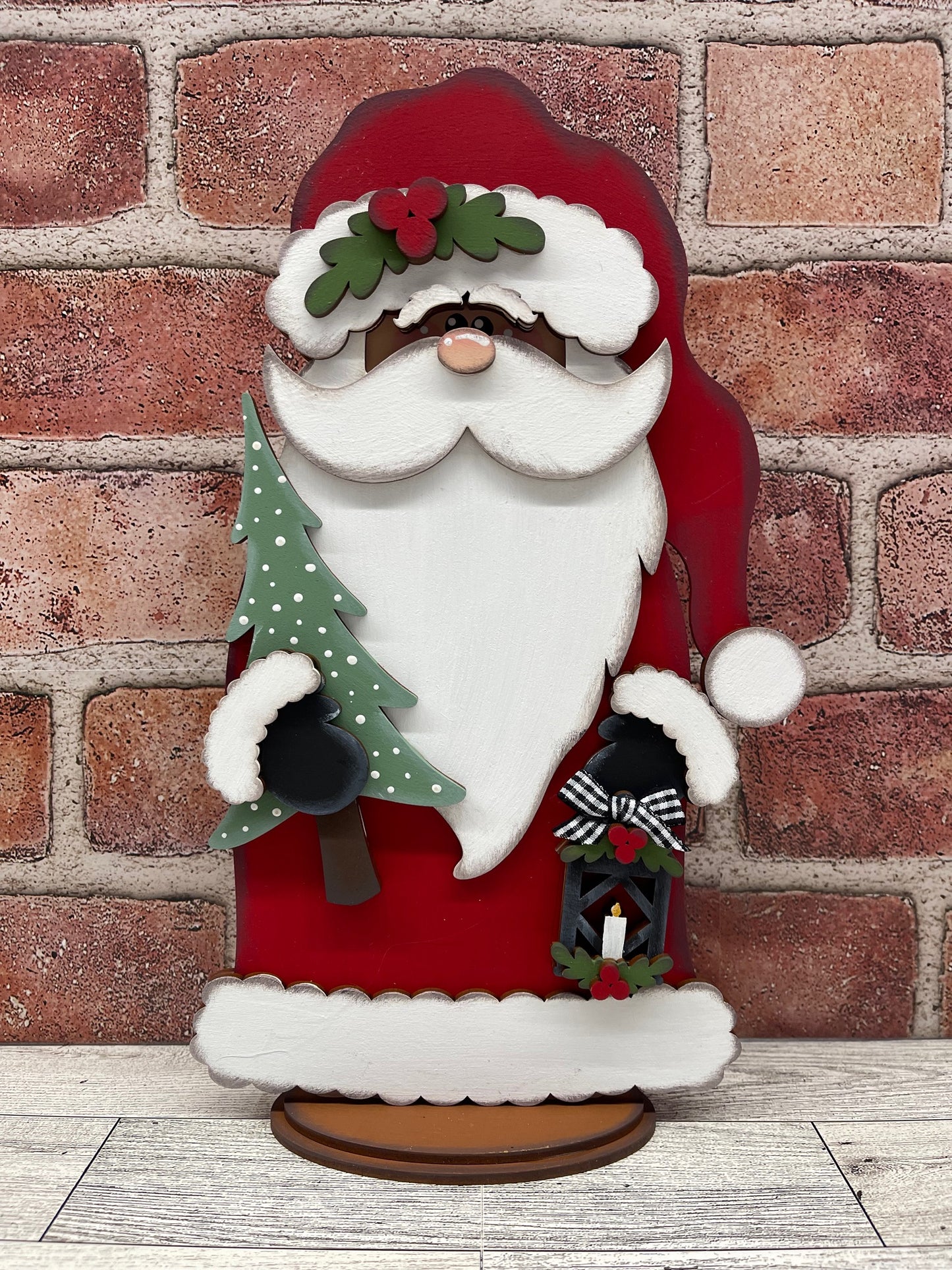 Large Santa with Lantern Stander - unpainted wood cutouts, ready for you to paint