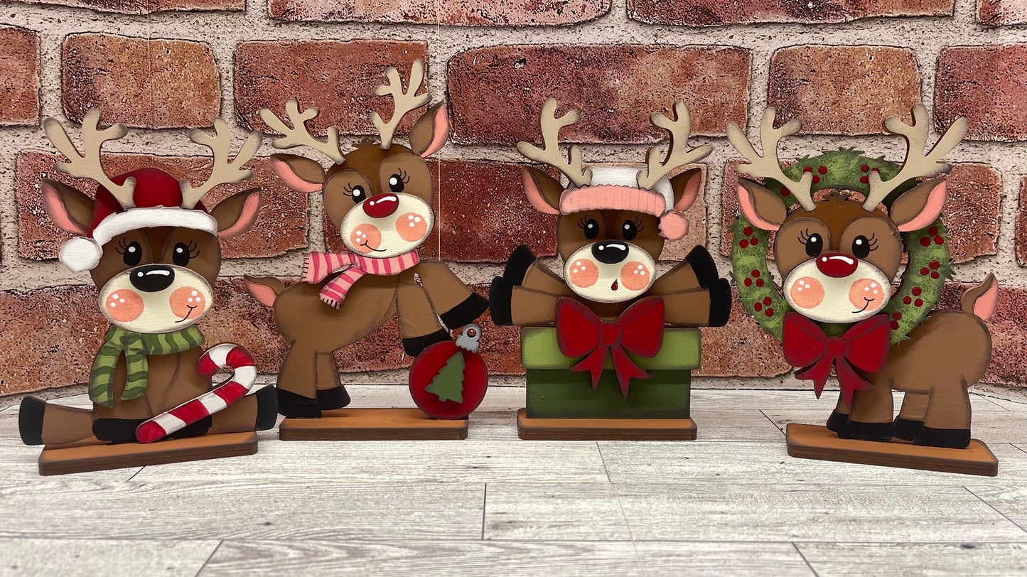 November- Add On Reindeer set of 4 Stander - unpainted wood cutouts, ready for you to paint